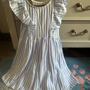 Blue and White Striped Kids Dress